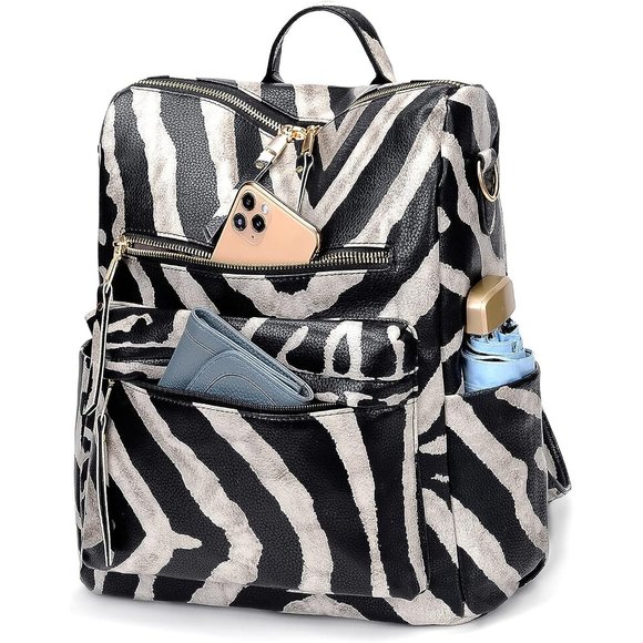 Women\'s Zebra Black Multipurpose Design Convertible Shoulder Bag main image 9